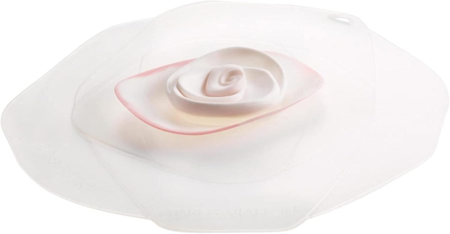 Rose Silicone Lid for Food Storage and Cooking - 6''/15cm - Airtight Seal on Any Smooth Rim Surface - BPA-Free - Oven, Microwave, Freezer, Stovetop and Dishwasher Safe - Frozen White