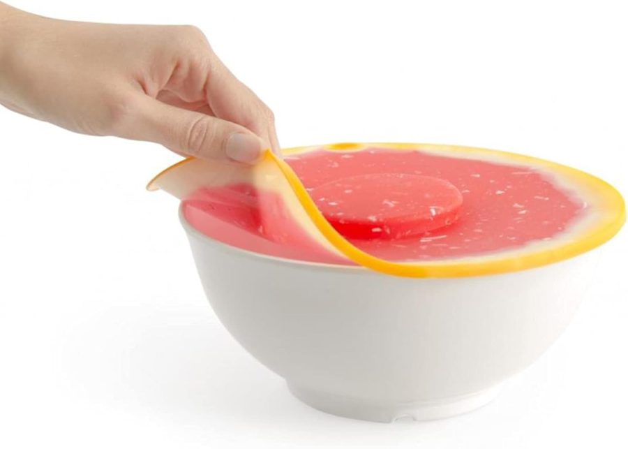 Grapefruit Silicone Lid for Food Storage and Cooking - 8''/20cm - Airtight Seal on Any Smooth Rim Surface - BPA-Free - Oven, Microwave, Freezer, Stovetop and Dishwasher Safe