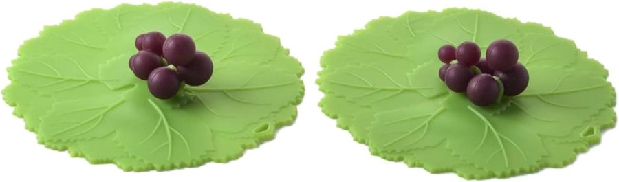 Set of 2 Grape 4” Silicone Drink Covers - Airtight Seal on Any Smooth-Rimmed Glass, Keep Drinks Cool or Hot, Protect from Winged Pests - BPA-Free - Oven, Freezer, Dishwasher Safe