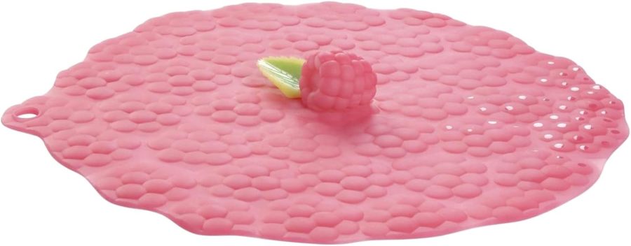 Raspberry Silicone Lid for Food Storage and Cooking - 11''/28cm - Airtight Seal on Any Smooth Rim Surface - BPA-Free - Oven, Microwave, Freezer, Stovetop and Dishwasher Safe