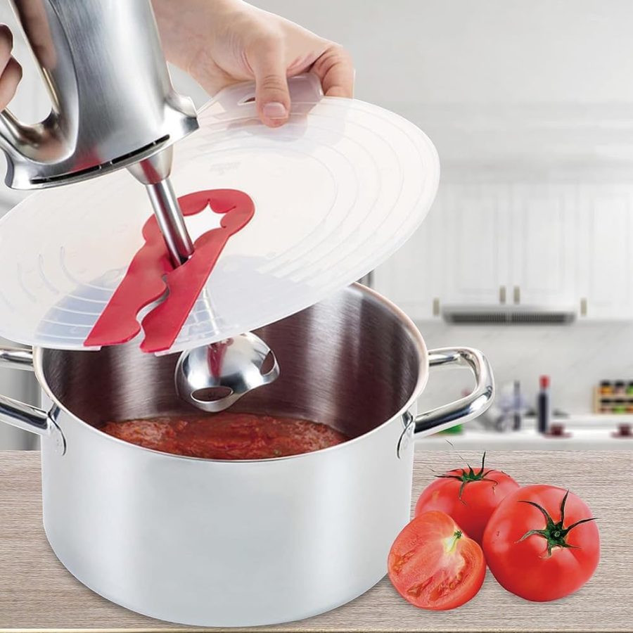 12 Inch Mixer Splatter Guard, Creative Egg Whisk Mixing Bowl Lid Practical Silicone Anti Splash Cover Cooking Kitchen Tools Pots Shields Fits Accessories for Home Baking Most Hand Electric Mixers - Image 2