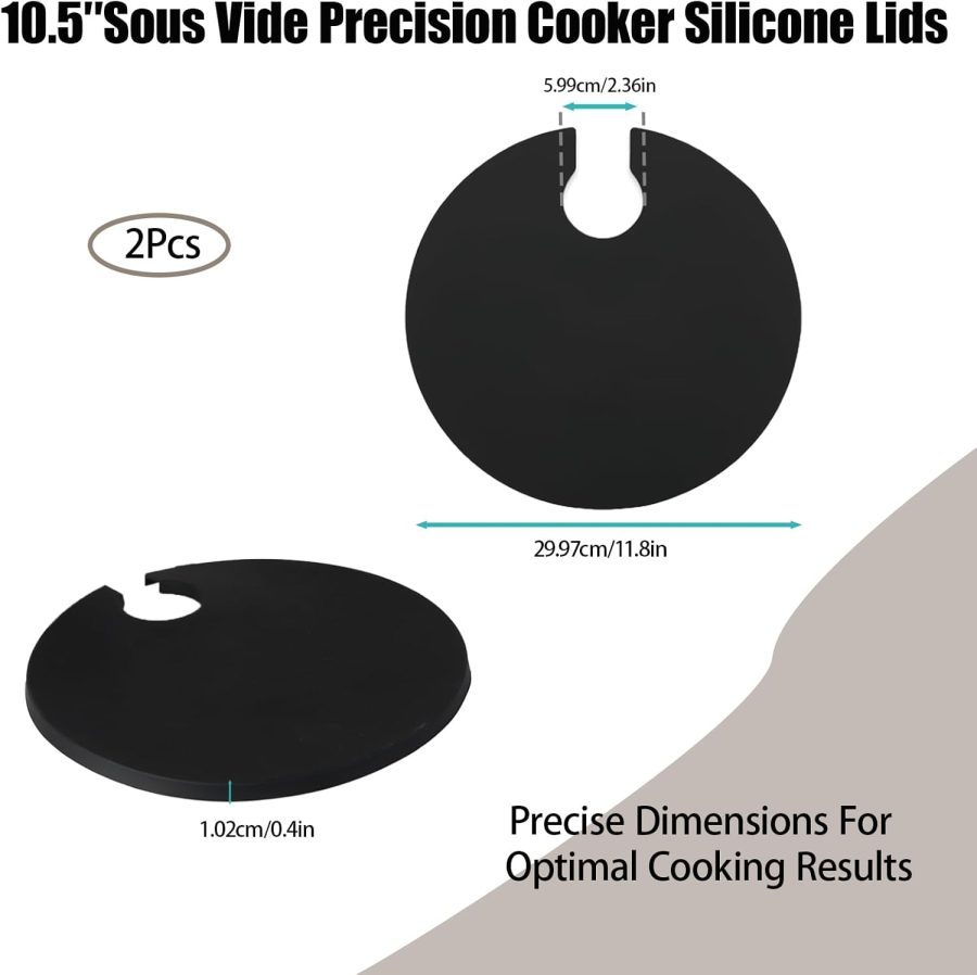 2 pack - Silicone Lids for Precision Cooker Fits Up to 10.5" Pot Compatible With , Instant Pot, Sous Vide Lid Most Heavy Duty Silicone Lids - Black - Image 2