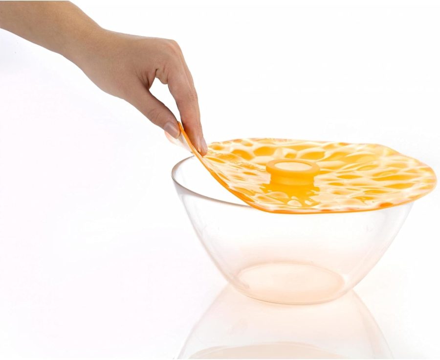 Orange Silicone Lid for Food Storage and Cooking - 11''/28cm - Airtight Seal on Any Smooth Rim Surface - BPA-Free - Oven, Microwave, Freezer, Stovetop and Dishwasher Safe - Image 2