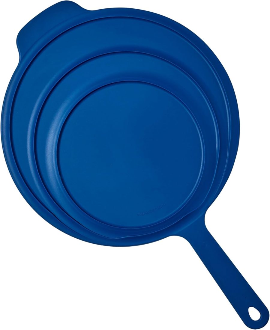 Cookware - Frying Pan Silicone Universal Lid - 9 in 1 Design Fits Multiple Pans - Oven Safe 500F - Harbour Blue