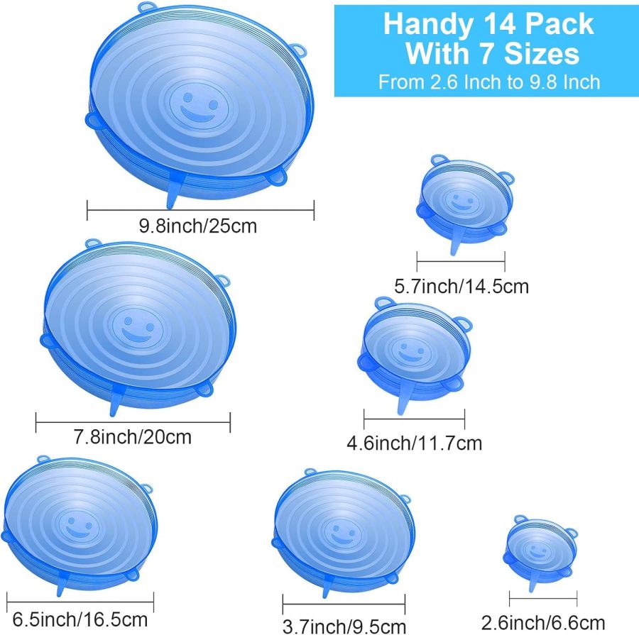 14 PCS Reusable Silicone Stretch and Seal Lids for Food Storage, Flexible Round Silicone Bowl Covers, 7 Different Sizes - Keep Food Fresh - Image 2