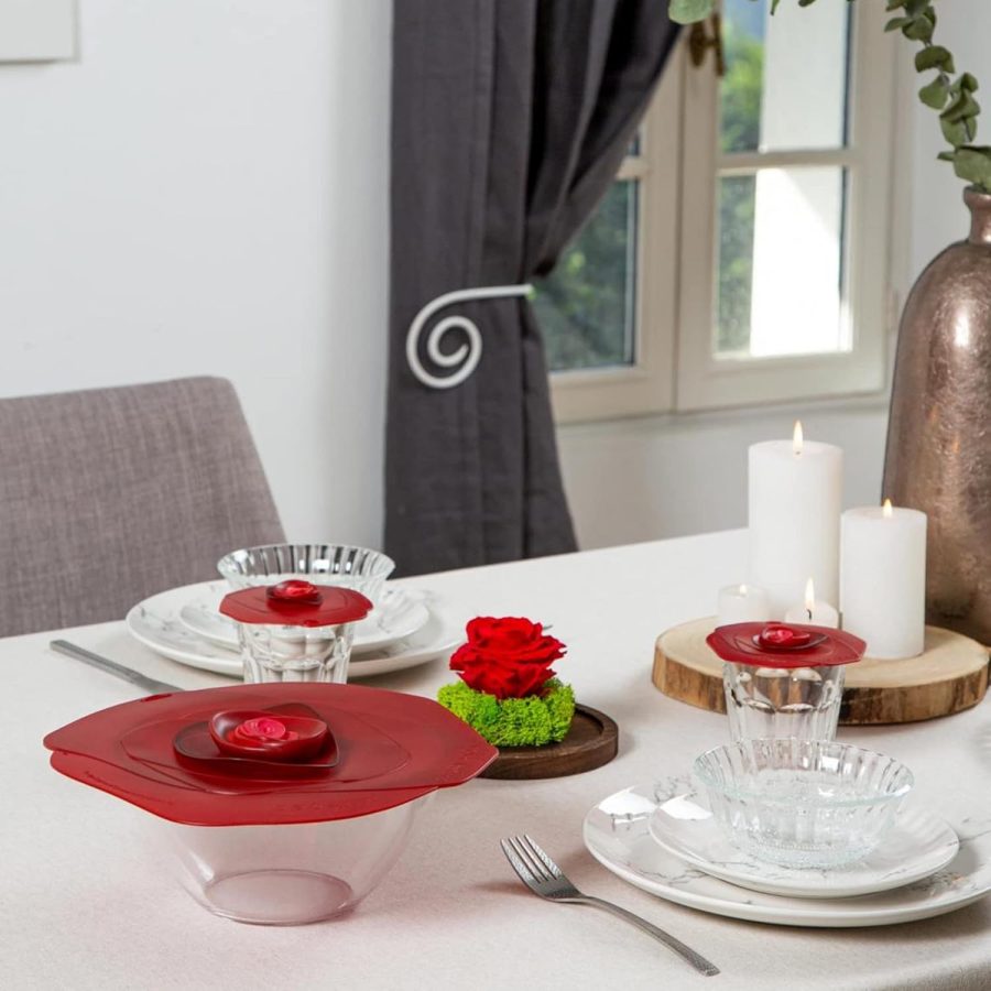 Rose Silicone Lid for Food Storage and Cooking - 6''/15cm - Airtight Seal on Any Smooth Rim Surface - BPA-Free - Oven, Microwave, Freezer, Stovetop and Dishwasher Safe - Frozen White - Image 2